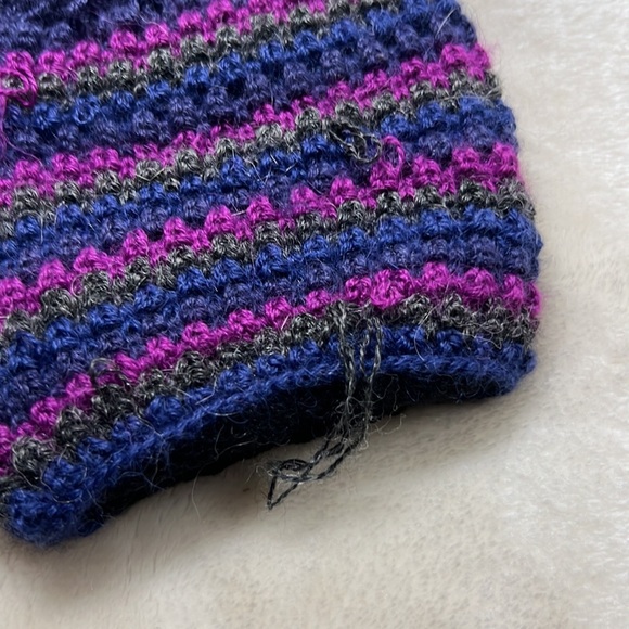 NWOT 🧤 HANDKNIT ALPACA WOOL BLUE-PURPLE-GRAY FINGERLESS KNIT GLOVES Women’s OS - Picture 3 of 7
